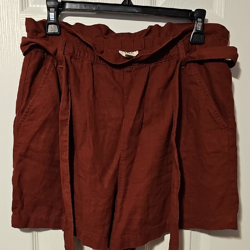 Brown Mini Bubble Shorts with Tie Front for Casual Wear